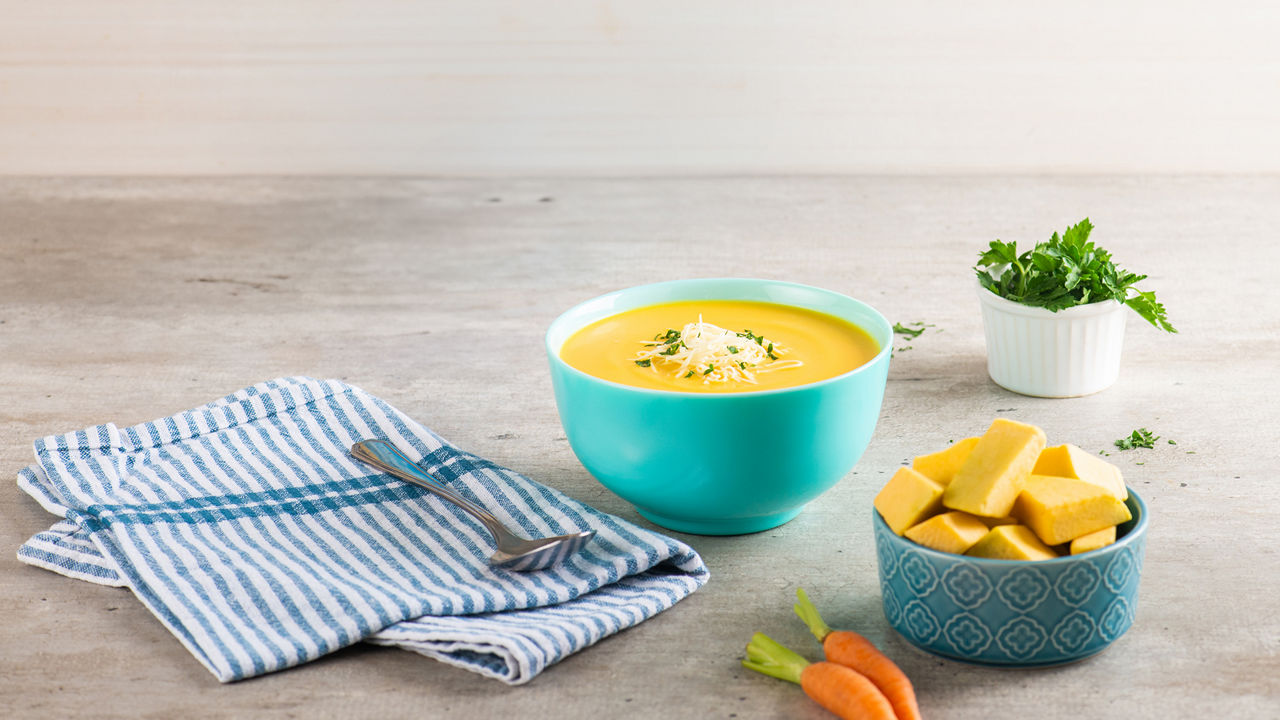 Crema de zapallo con zanahoria