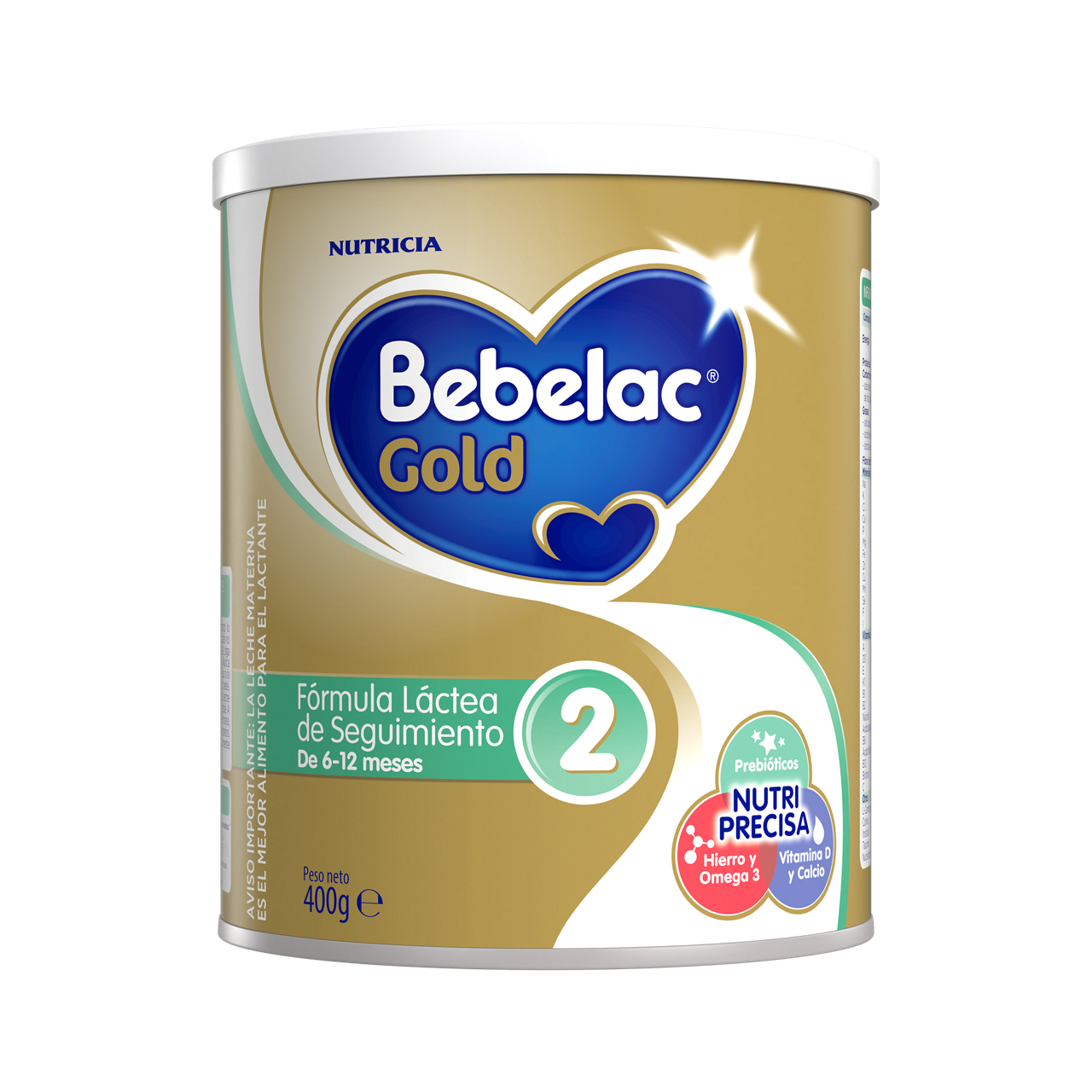 Bebelac Gold 2 Bebelac 2 fórmula seguimiento polvo etapa 2 continuación lata 400g para bebés 6 a 12 meses