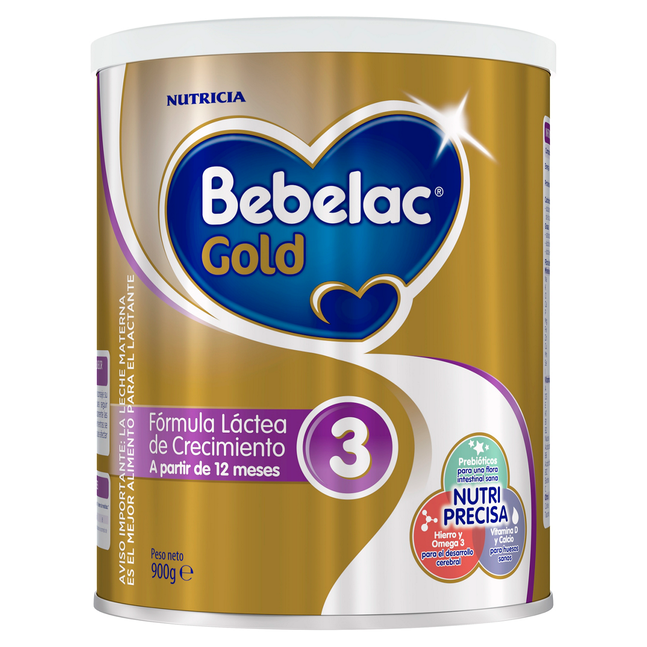 Bebelac Gold 3 Bebelac 3 fórmula láctea de crecimiento polvo para niños desde 12 meses lata 900g  - Bebeclub Ecuador