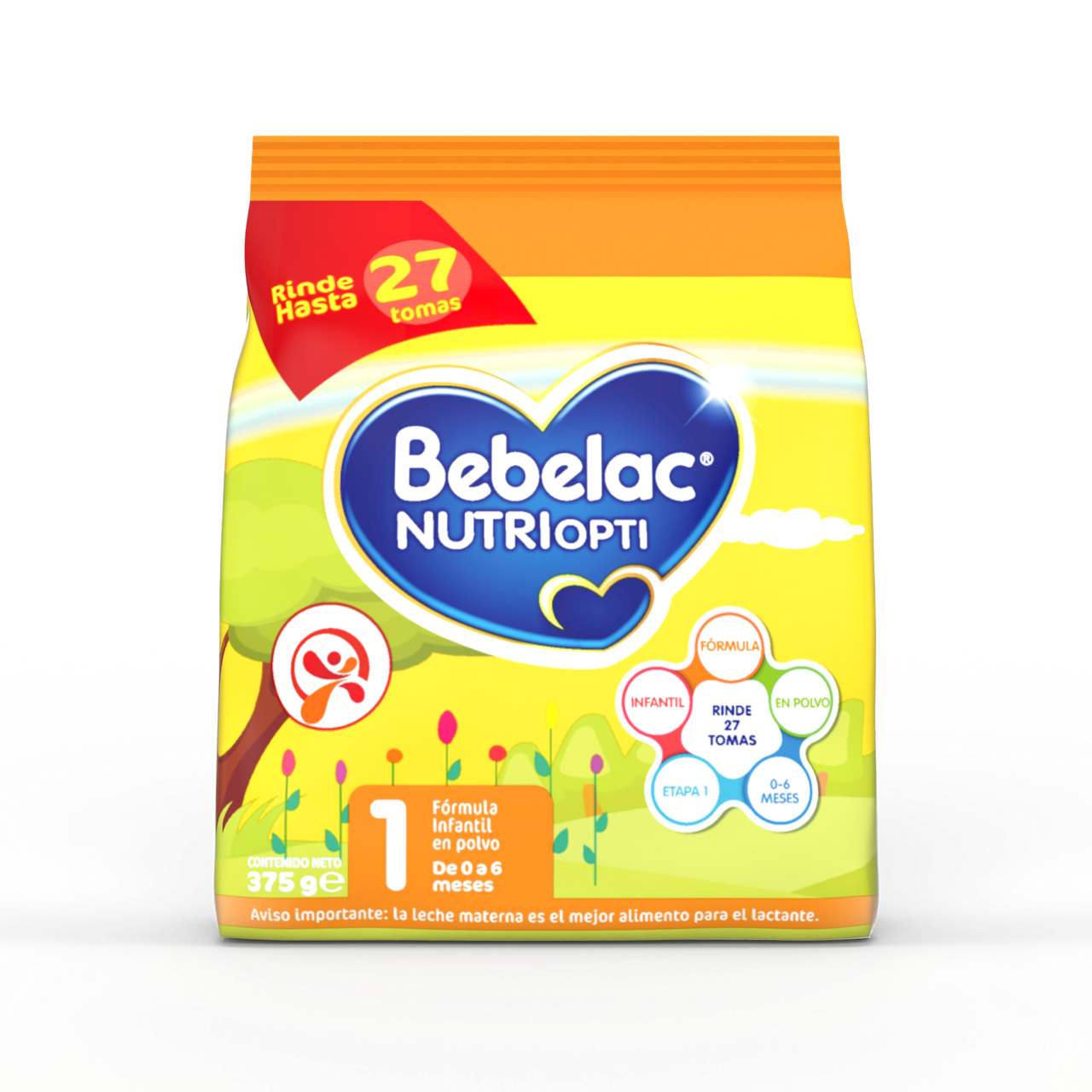 Bebelac NUTRIOPTI 1 fórmula infantil en polvo para bebés de 0 a 6 meses bolsa 375 g - Bebeclub Paraguay