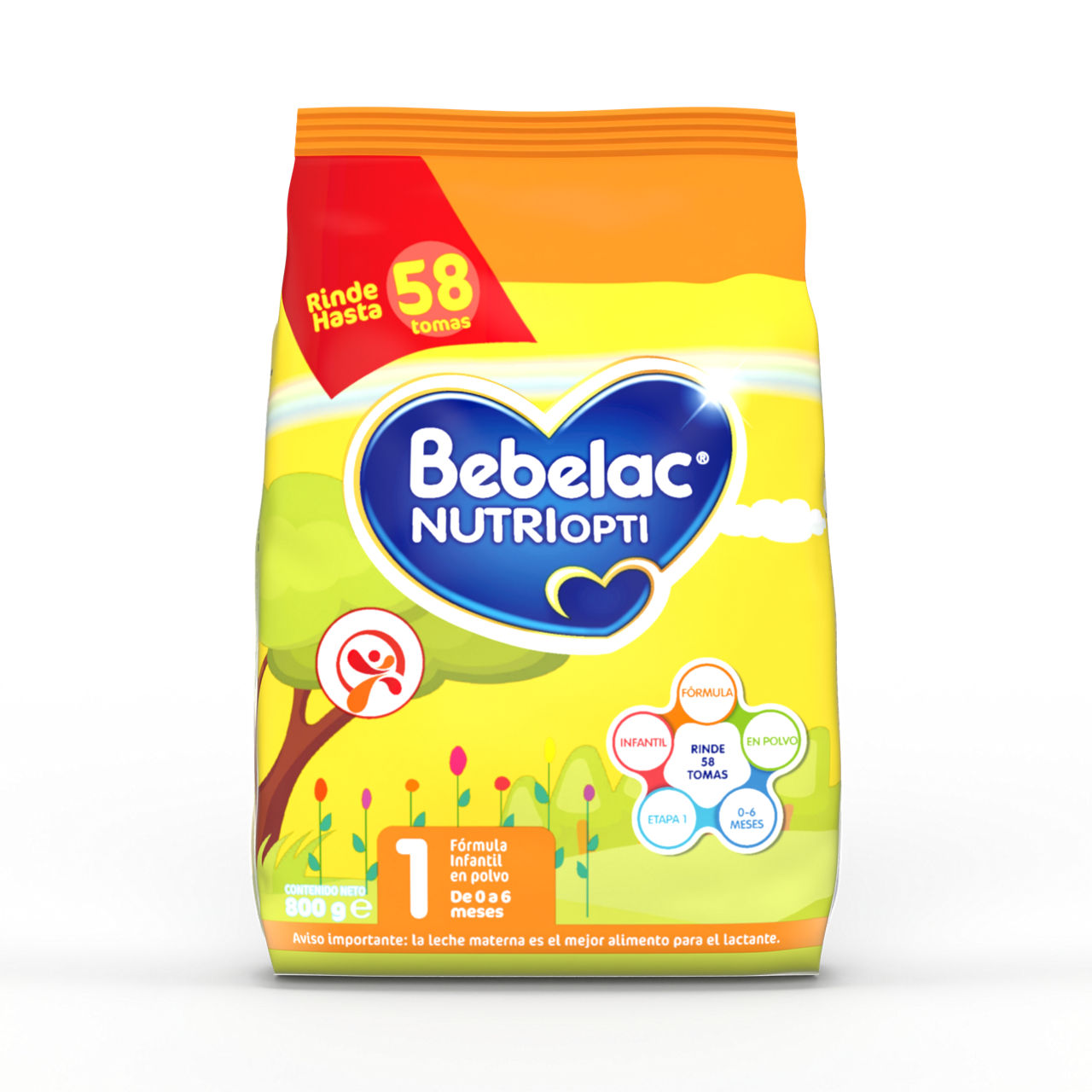 Bebelac NUTRIOPTI 1 fórmula infantil en polvo para bebés de 0 a 6 meses bolsa 800 g - Bebeclub Bolivia