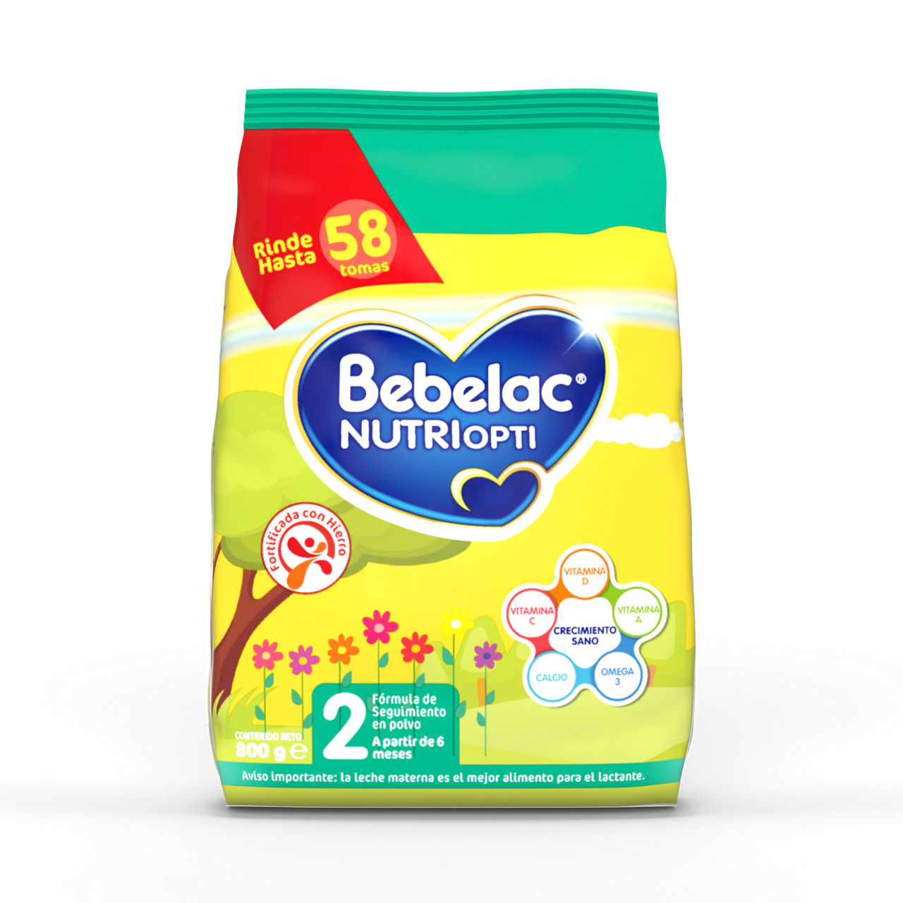 Bebelac NUTRIOPTI 2 fórmula de seguimiento en polvo para bebés a partir de 6 meses bolsa 800 g - Bebeclub Bolivia