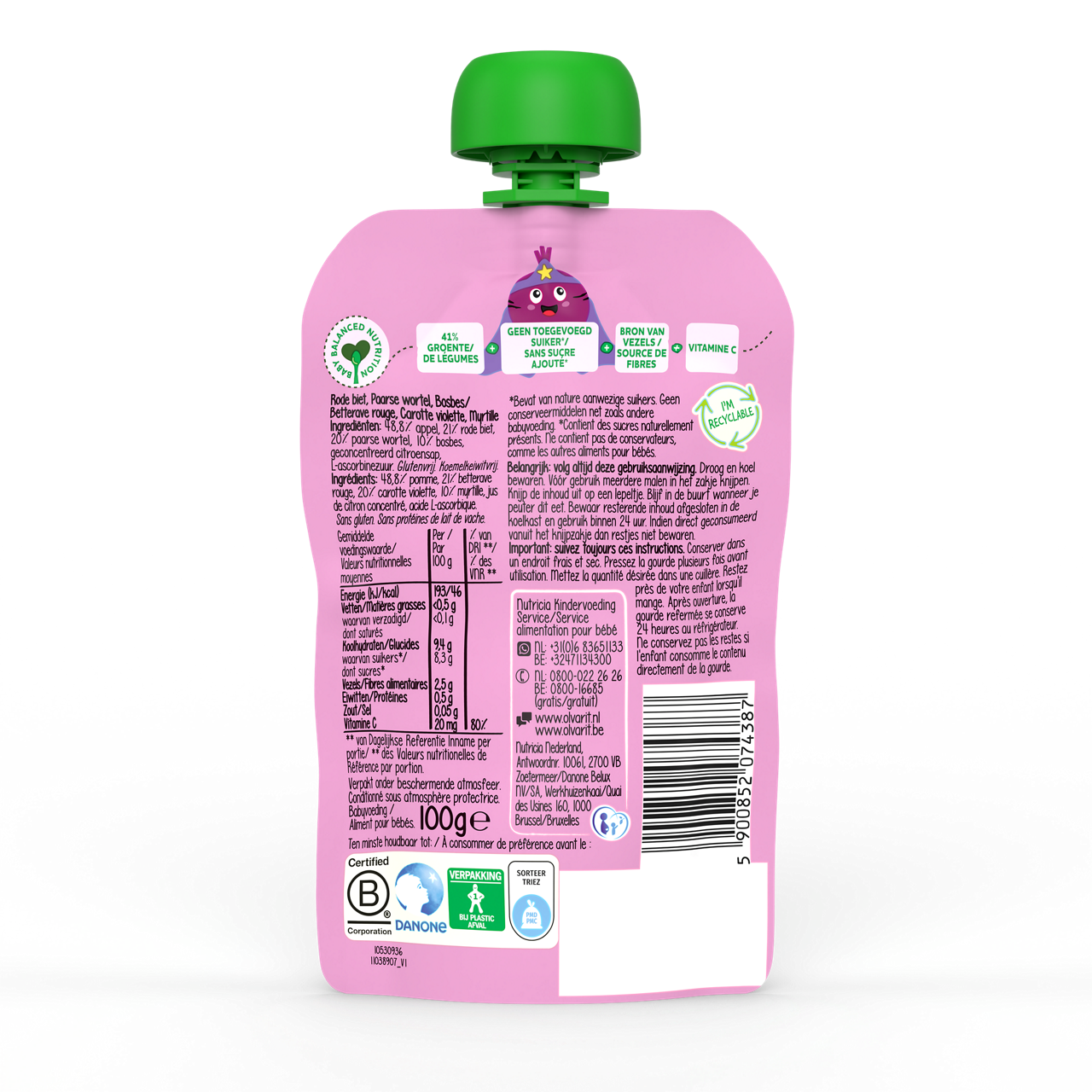 Smoothie Olvarit 100% végétal à base de lait de coco. Visitez Olvarit.be pour plus d'informations sur la nutrition de votre bébé et sur les produits Olvarit.