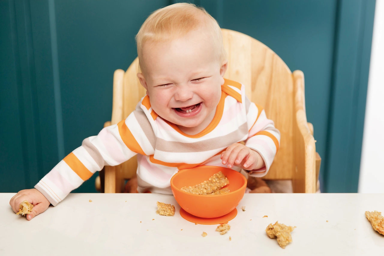 Porridge fingers laughing