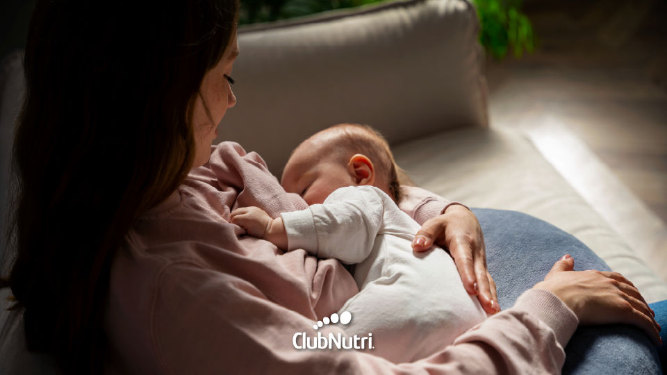 Bebé siendo alimentado sobre almohada de amamantamiento