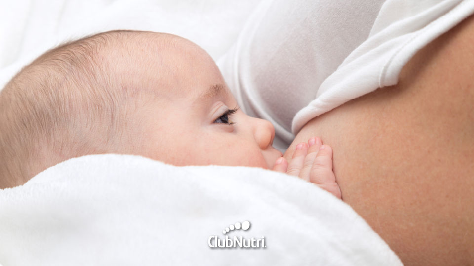 Bebé recién nacido siendo amamantado. 