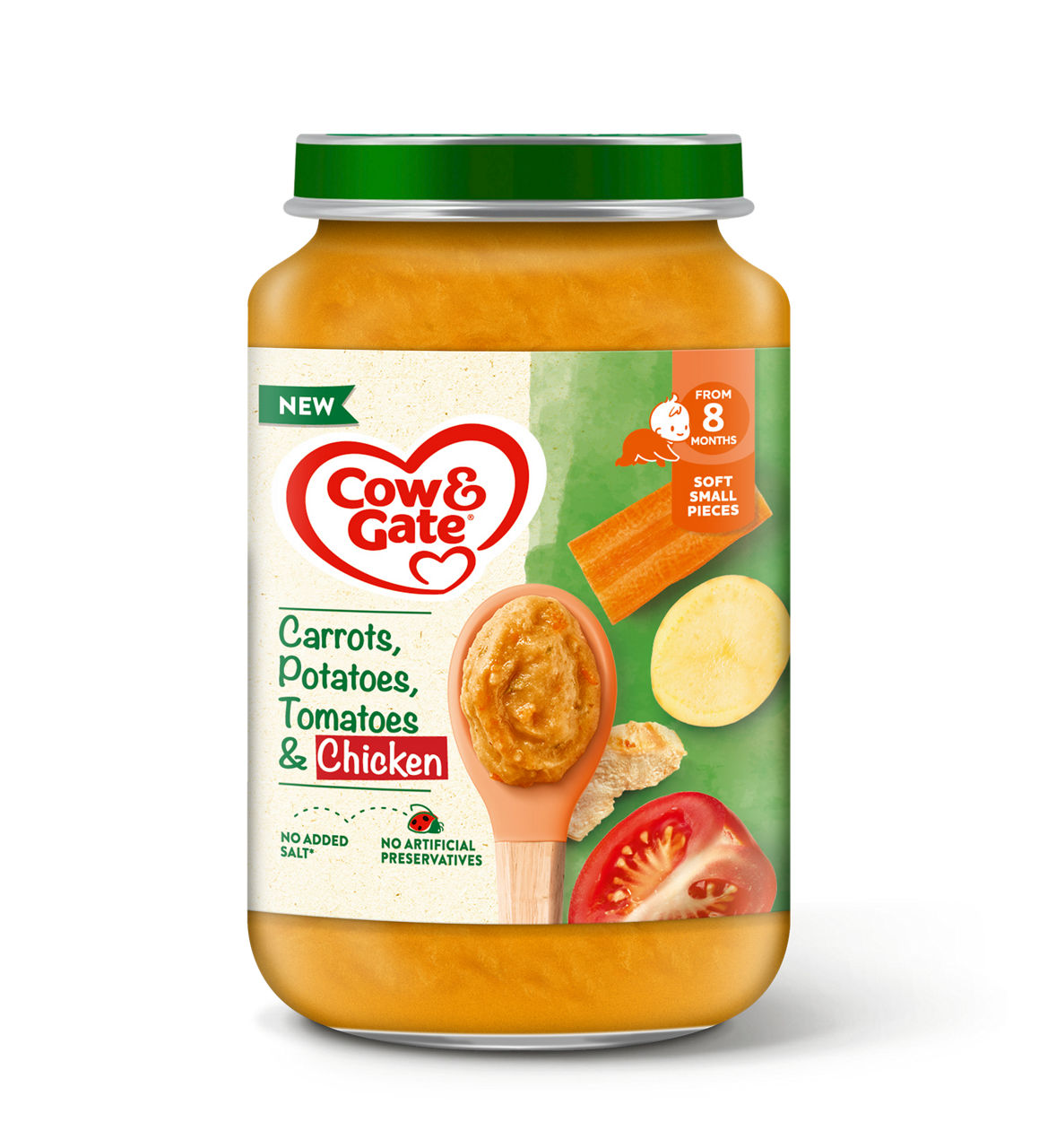 Cow & Gate Tomatoes, Potatoes, Carrots and Chicken baby food jar 200g