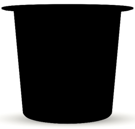 Black plastic cup on white background