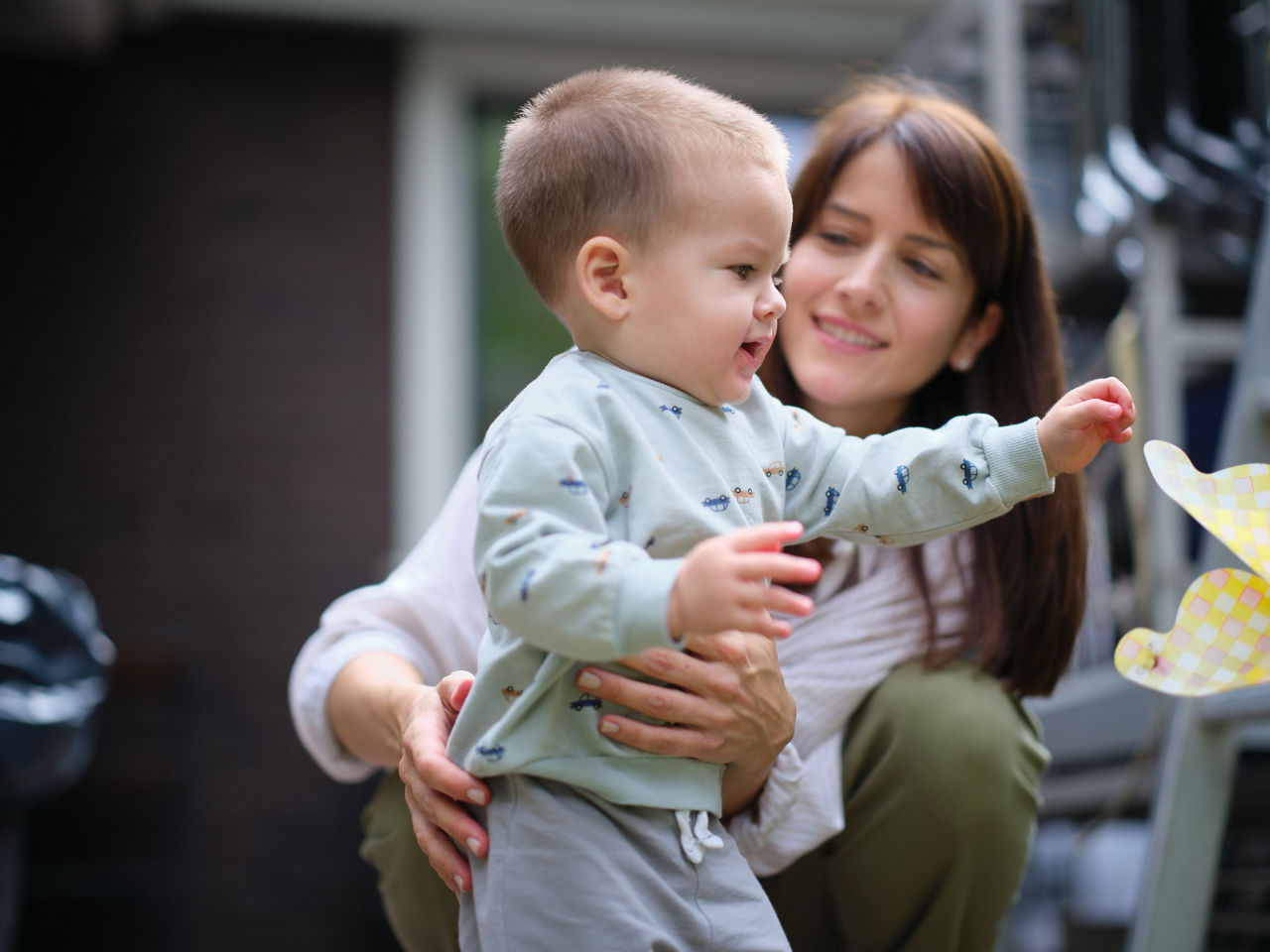 Mom holding baby
