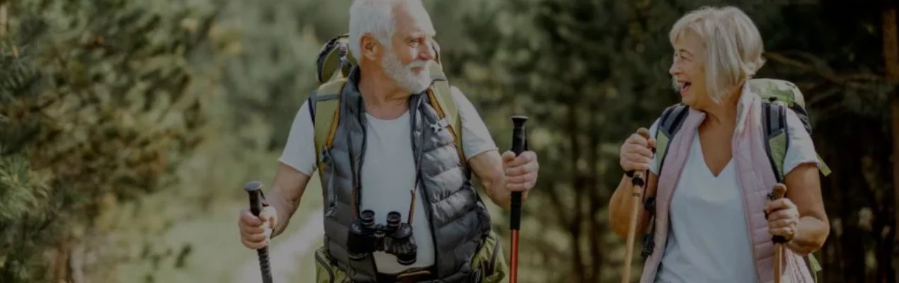 Senior couple walking in nature