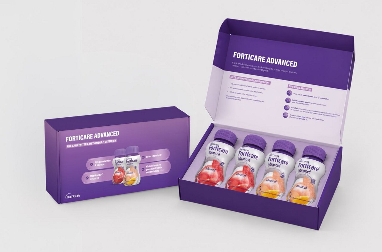 FortiCare Advanced voedingsdrank voor ziektegerelateerde ondervoeding in multipackverpakking.