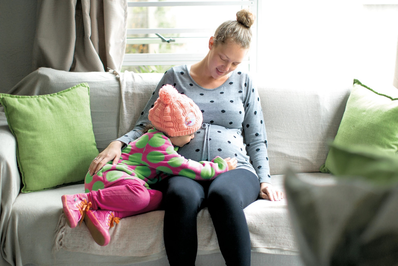 pregnant woman with toddler 