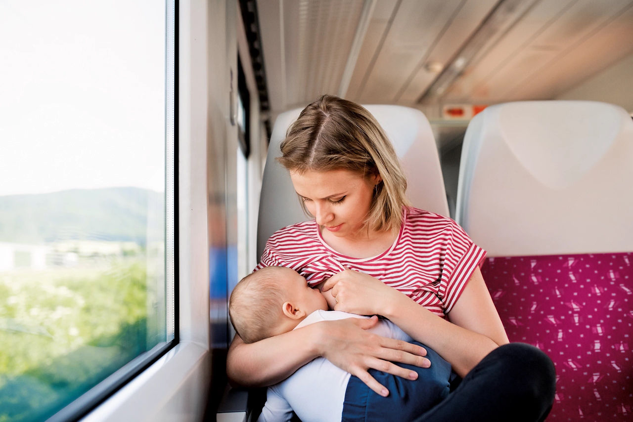 Breastfeeding on train