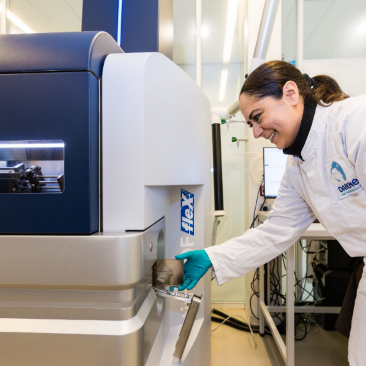 Scientist in lab with modern technology for human milk research