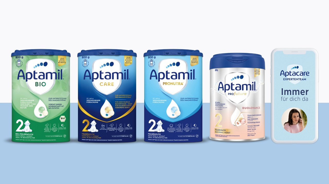 Milchnahrungen und Services von Aptamil