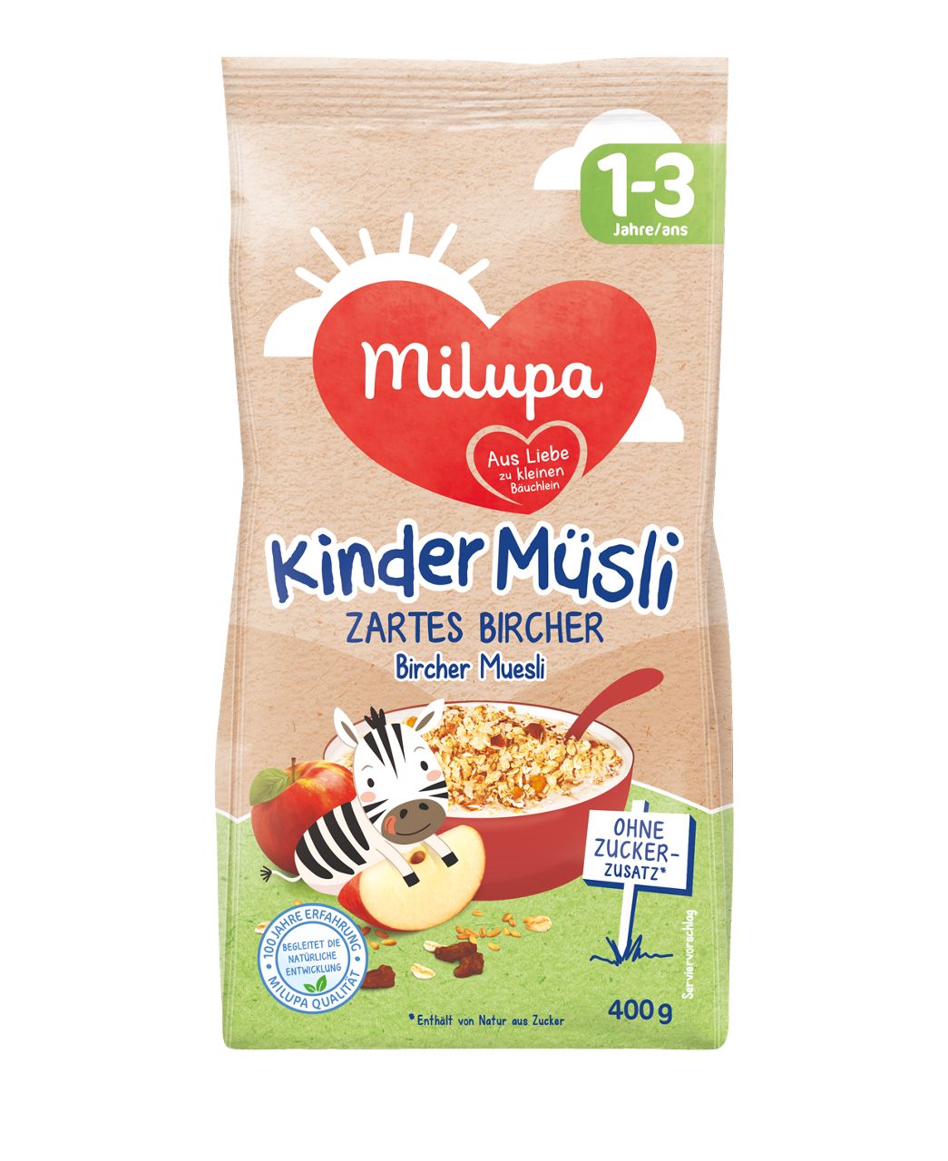 Milupa Packshot Kinder Müsli Zartes Bircher 1-3 Jahre 400g AT