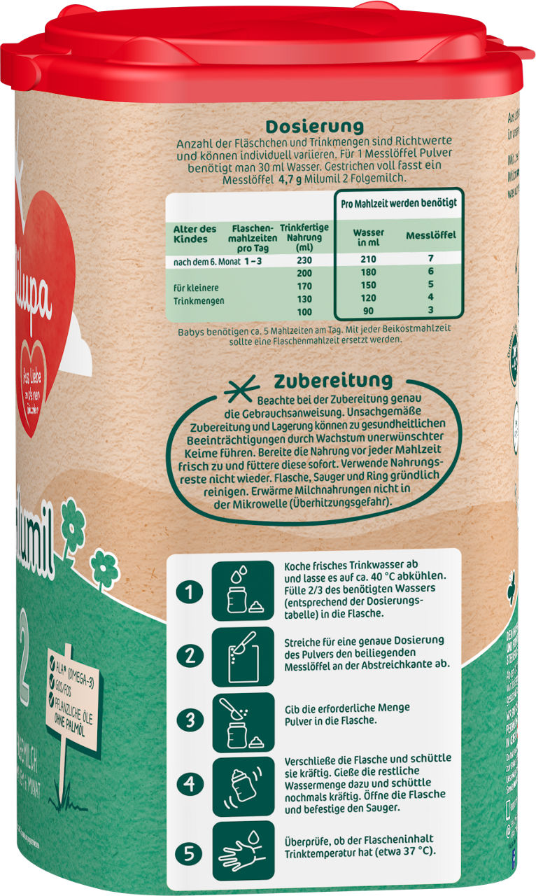 Milumil Packshot POF 2 Folgemilch 6 Monat 800g AT R