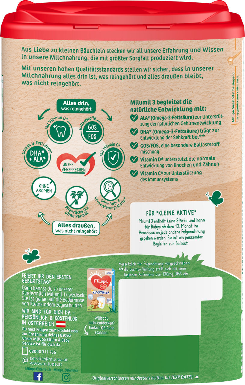 Milumil Packshot POF 3 Folgemilch 10 Monat 800g AT B