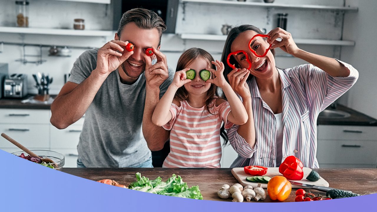 Parent and child preparing food