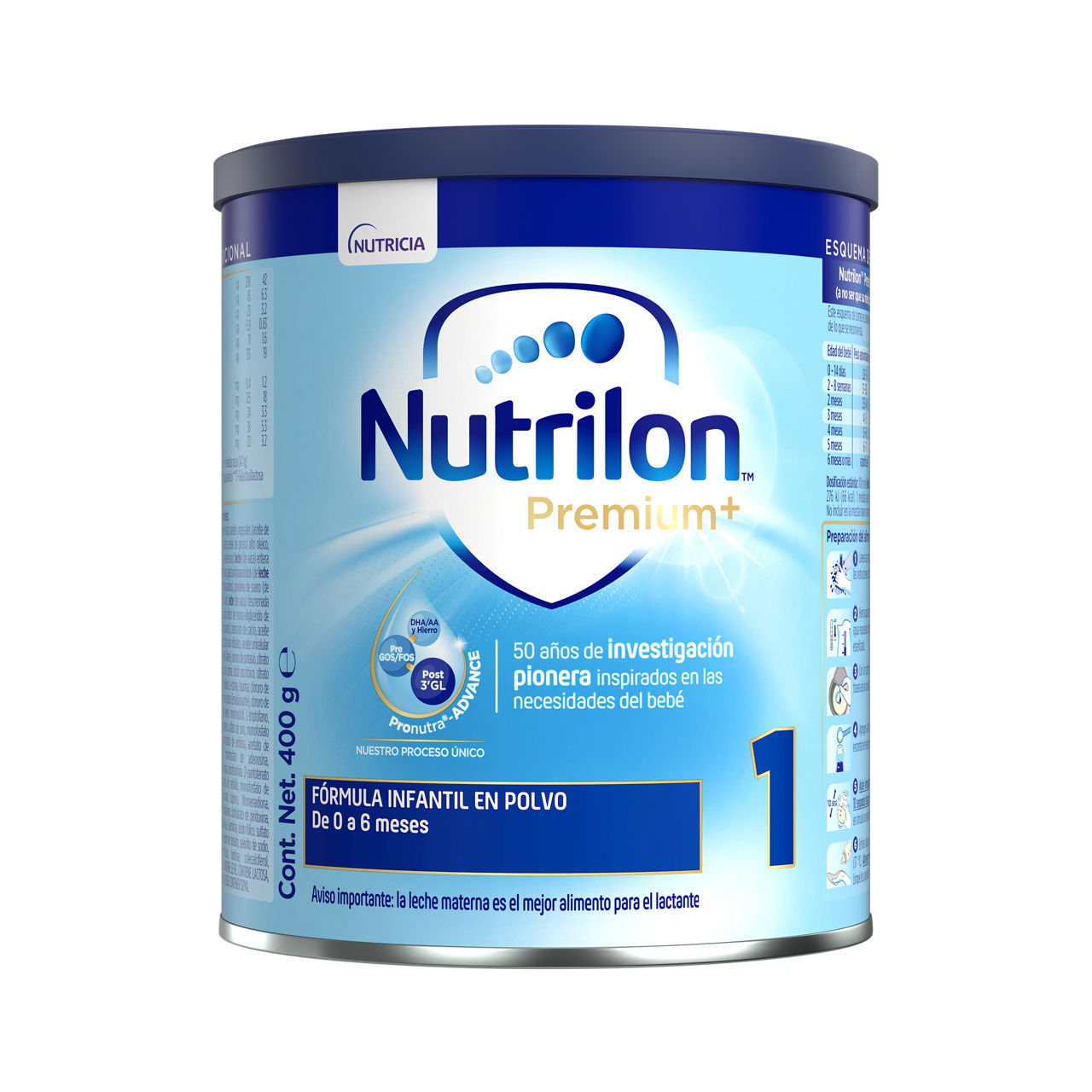 Nutrilon Premium + 1 Nutrilon 1 fórmula infantil polvo etapa 1 inicio lata 400g para bebés 0 a 6 meses - Nutricia Ecuador