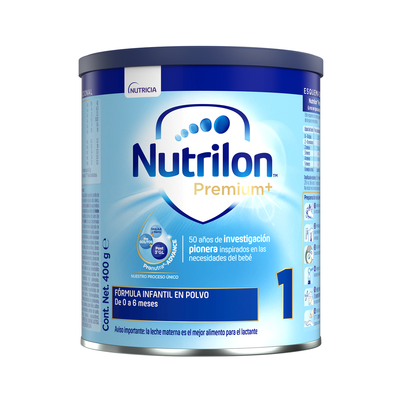 Nutrilon™  Premium + 1 fórmula infantil en polvo lata 400g para bebés 0 a 6 meses - Nutriciaclub Paraguay