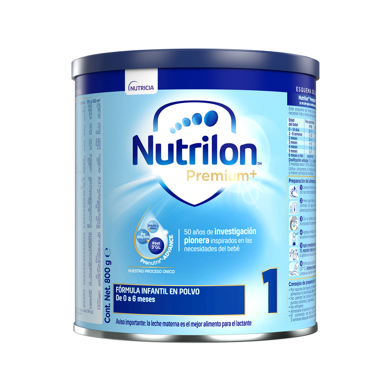 Nutrilon Premium + 1 Nutrilon 1 fórmula infantil polvo etapa 1 inicio lata 800g para bebés 0 a 6 meses