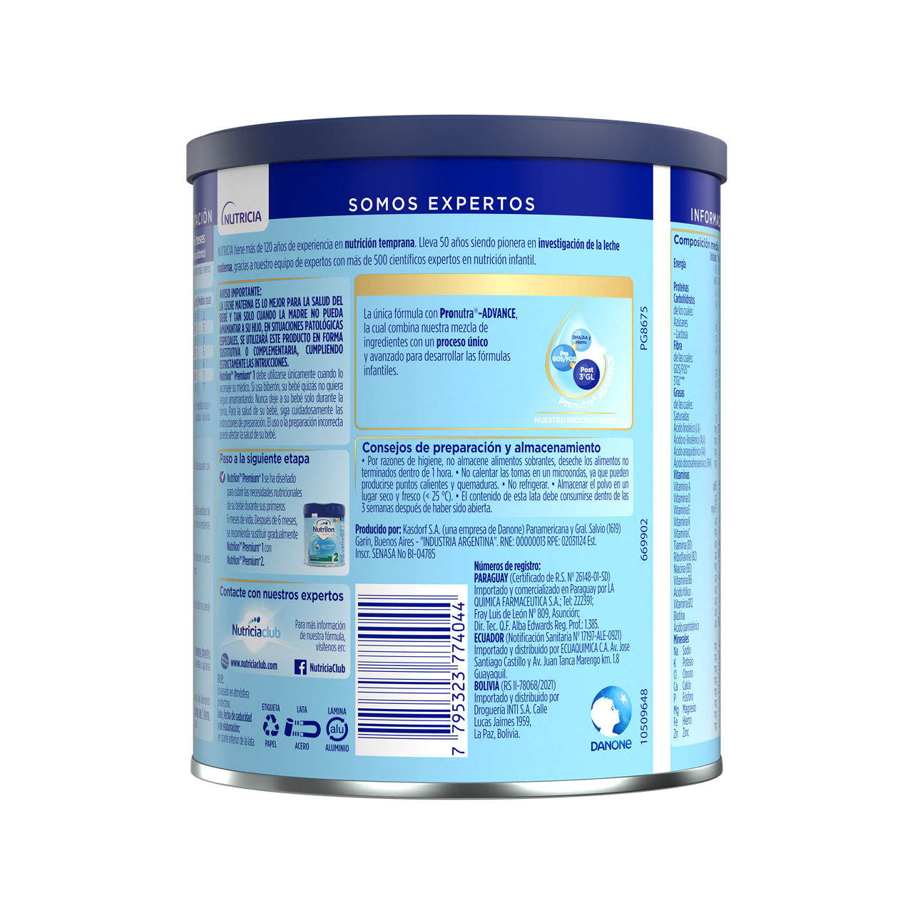 Nutrilon Premium + 1 Nutrilon 1 fórmula infantil polvo etapa 1 inicio lata azul claro azul oscuro 400g para bebés 0 a 6 meses - Nutricia Ecuador