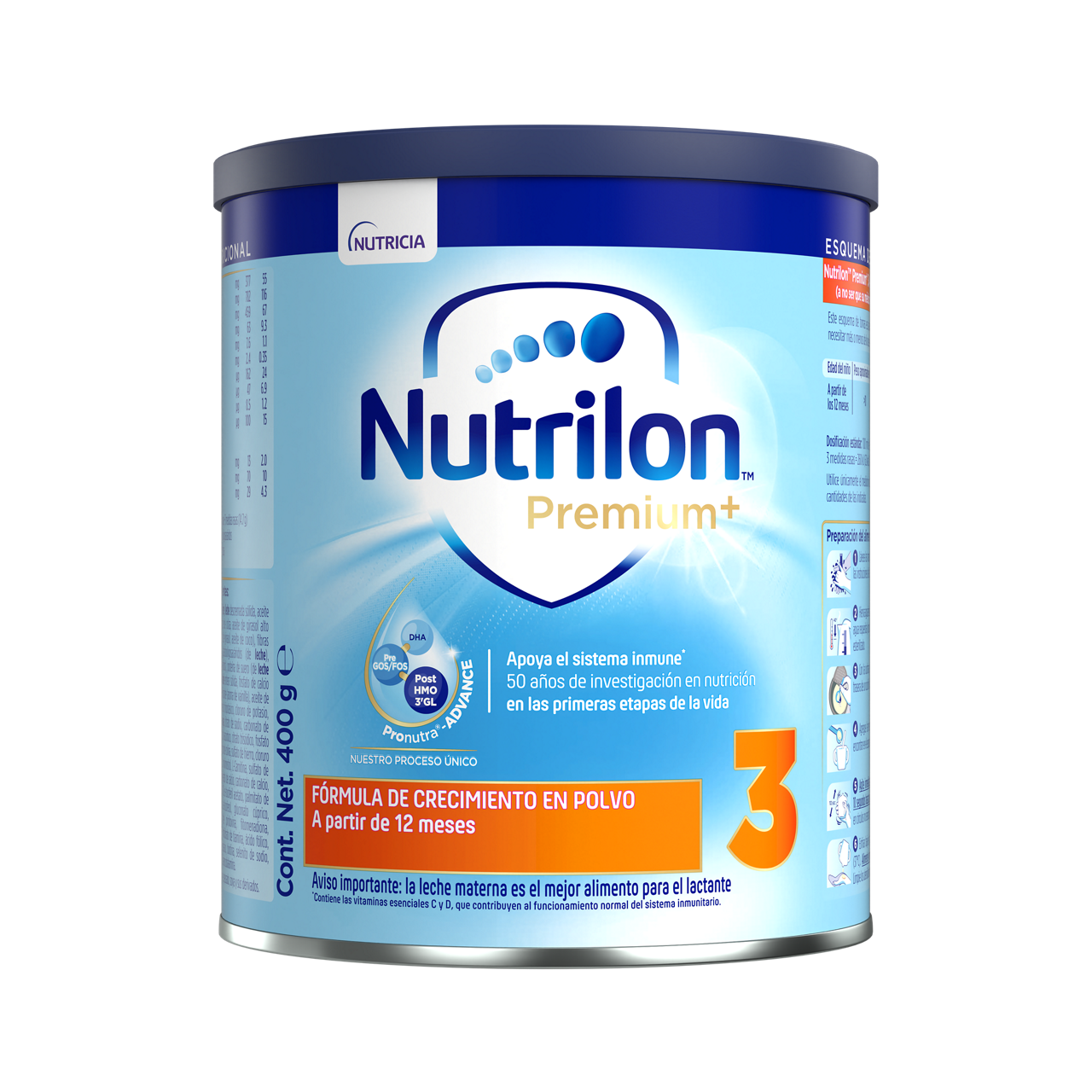 Nutrilon Premium + 3 Nutrilon 3 fórmula crecimiento polvo etapa 3 para niños pequeños lata 400g para bebés desde 12 meses