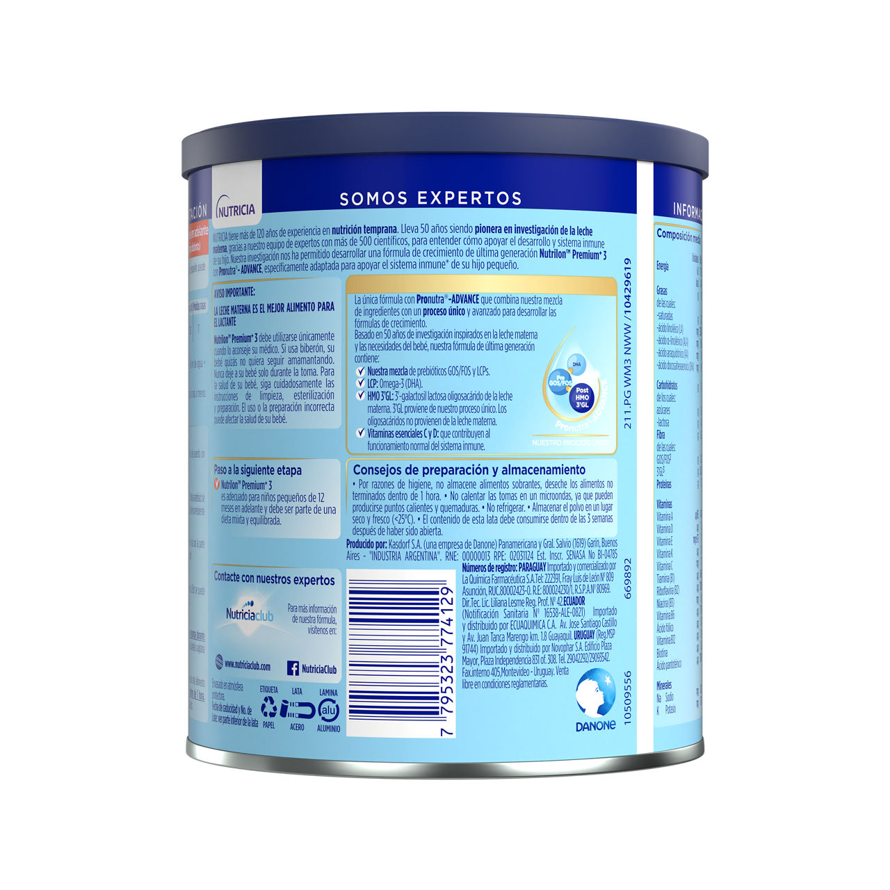 Nutrilon Premium + 3 Nutrilon 3 fórmula crecimiento polvo etapa 3 para niños pequeños lata azul claro naranja 400g para bebés desde 12 meses – Nutricia Ecuador