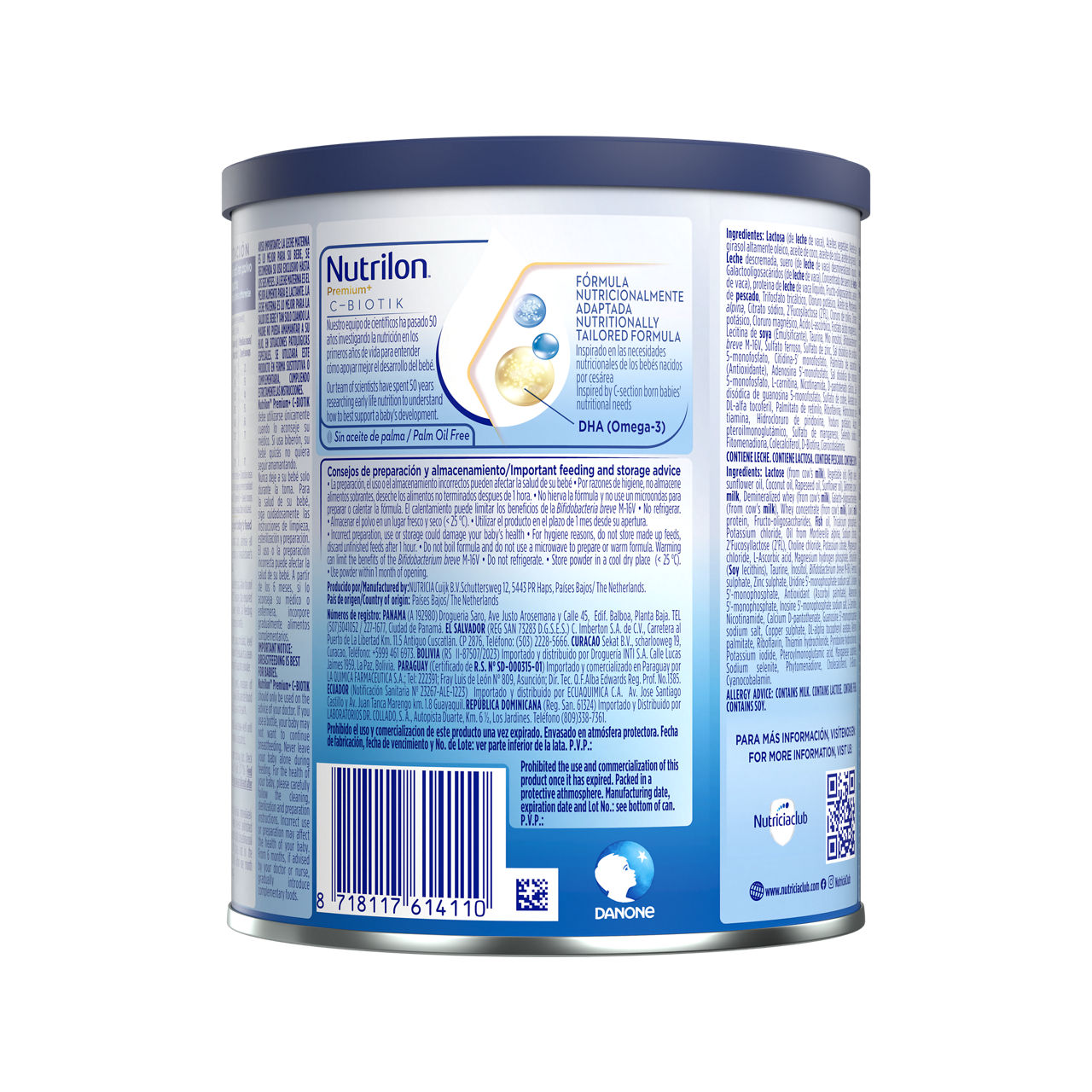 Nutrilon Premium + C-Biotik fórmula en polvo inspirada en las necesidades nutricionales de los bebés nacidos por cesárea lata de 400g para bebés de 0 a 12 meses - Nutricia Ecuador