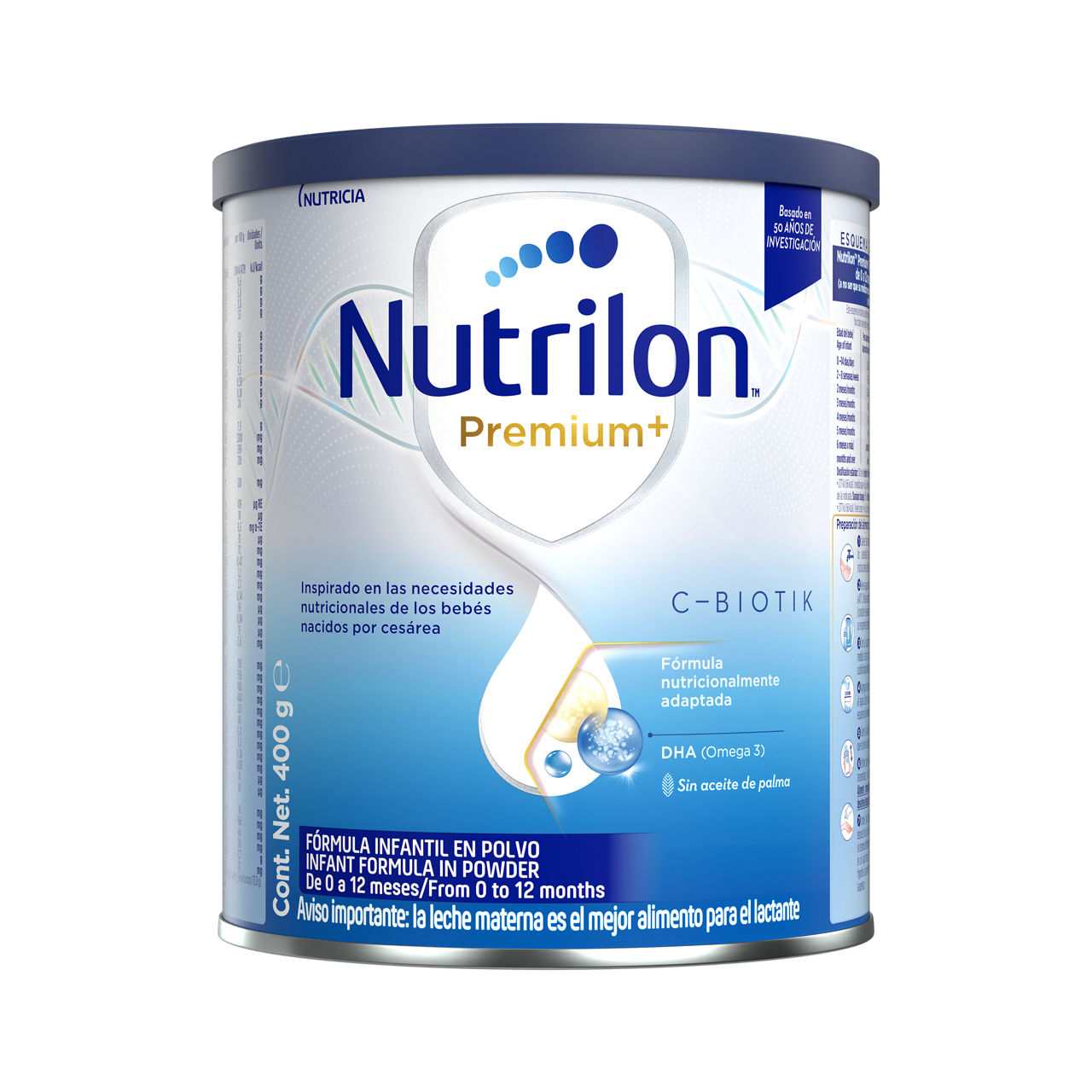 Nutrilon Premium + C-Biotik fórmula en polvo nutricionalmente adaptada para los bebés nacidos por cesárea lata 400g - Nutricia Ecuador