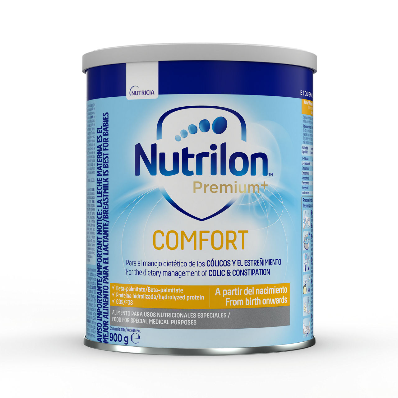 Nutrilon Premium + Comfort Omneo fórmula polvo antiestreñimiento cólicos lata 900g para bebés a partir del nacimiento