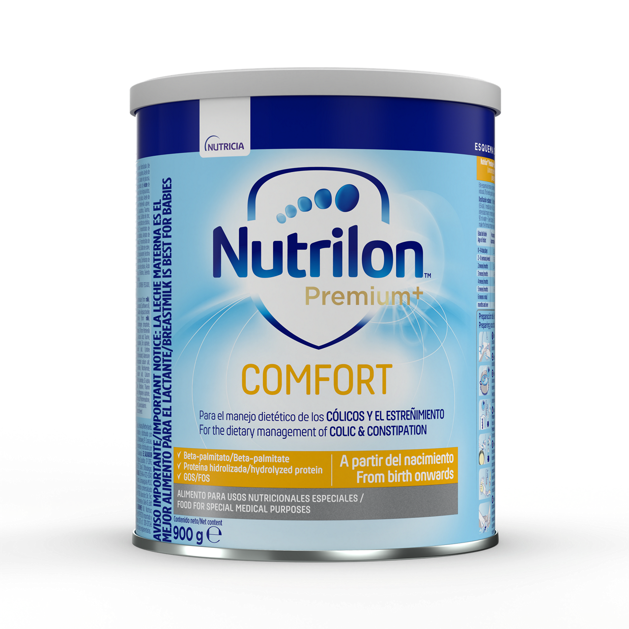 Nutrilon Premium + Comfort Omneo fórmula polvo antiestreñimiento cólicos lata 900g para bebés a partir del nacimiento