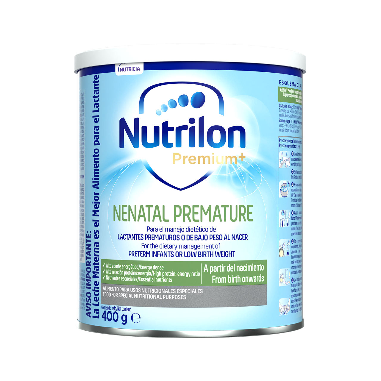 Nutrilon Premium + Nenatal Premature Nutrilon Premature fórmula polvo bebé prematuro bajo peso al nacer lata 400g para bebés a partir del nacimiento