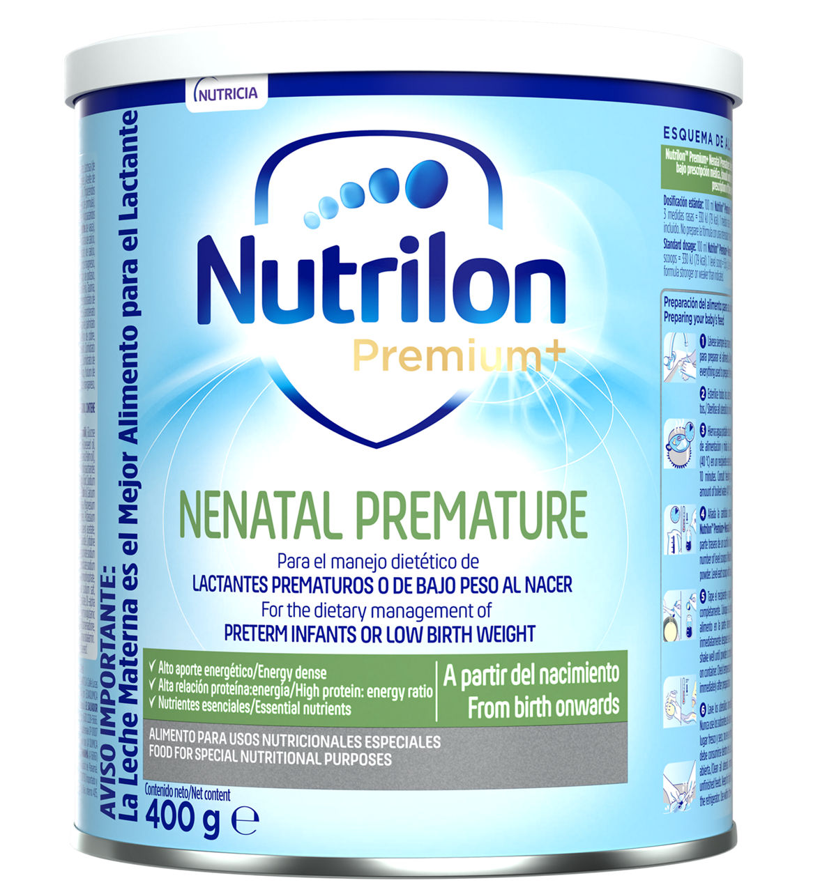 Nutrilon Premium + Nenatal Premature Nutrilon Premature fórmula polvo bebé prematuro bajo peso al nacer lata 400g para bebés a partir del nacimiento - Nutricia Ecuador