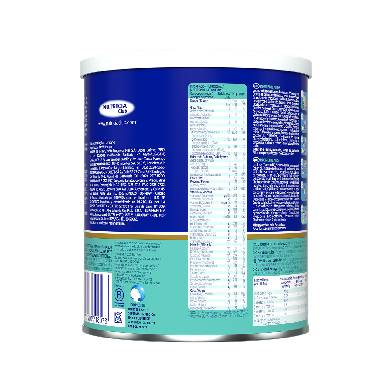 Nutrilon Proexpert AR fórmula antireflujo lata azul turquesa 400g para bebés recién nacidos - Nutricia Ecuador