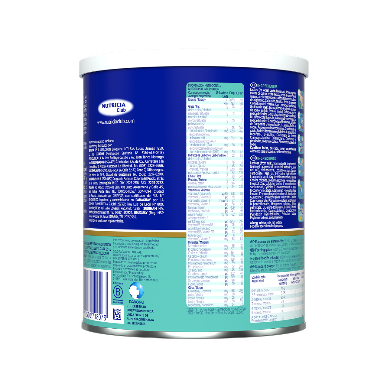 Nutrilon Proexpert AR fórmula antireflujo lata azul turquesa 400g para bebés recién nacidos