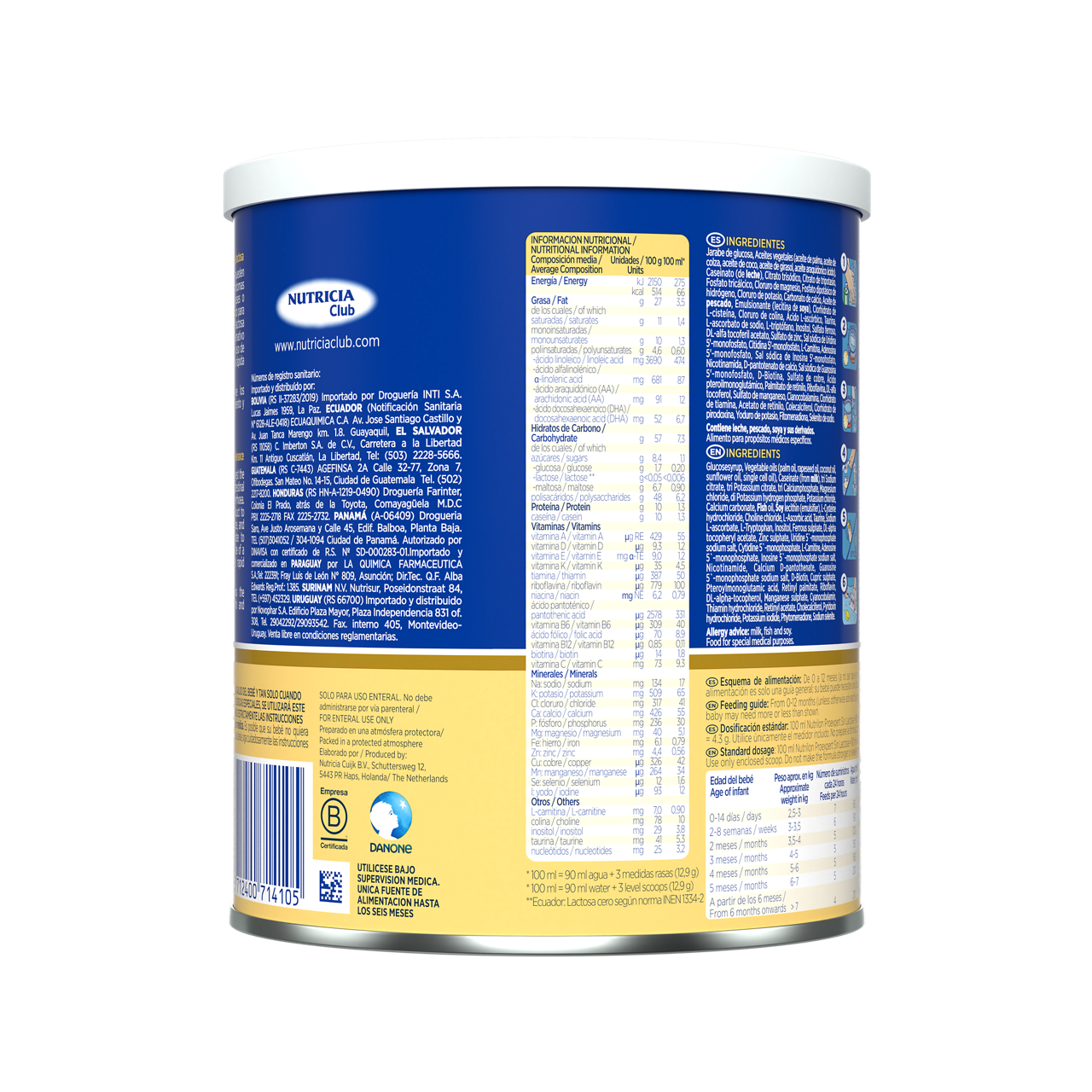 Nutrilon Proexpert Sin Lactosa fórmula polvo deslactosada lata azul amarillo 400g para bebés recién nacidos