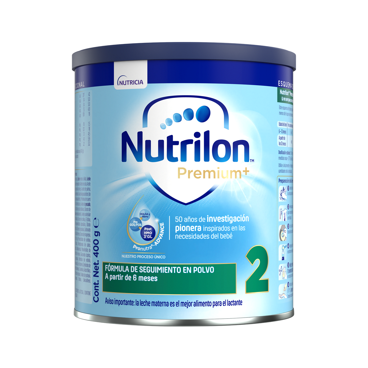 Nutrilon™ Premium + 2 fórmula de seguimiento polvo etapa 2 lata 400g para bebés a partir de 6 meses - Nutriciaclub Paraguay