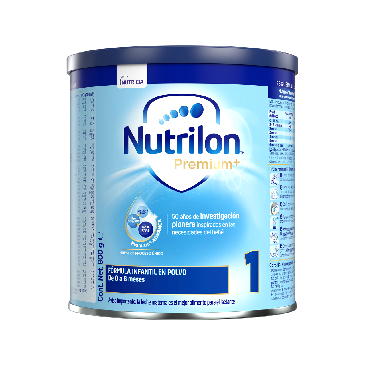 Nutrilon™ Premium+ 1 Pronutra®-ADVANCE, Fórmula infantil, Lata de 800 g - frente