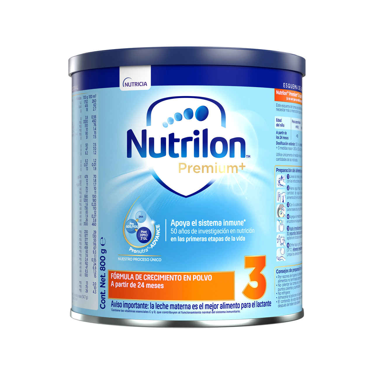 Nutrilon™ Premium+ 3 Pronutra®-ADVANCE, Fórmula de crecimiento, Lata de 800 g - frente