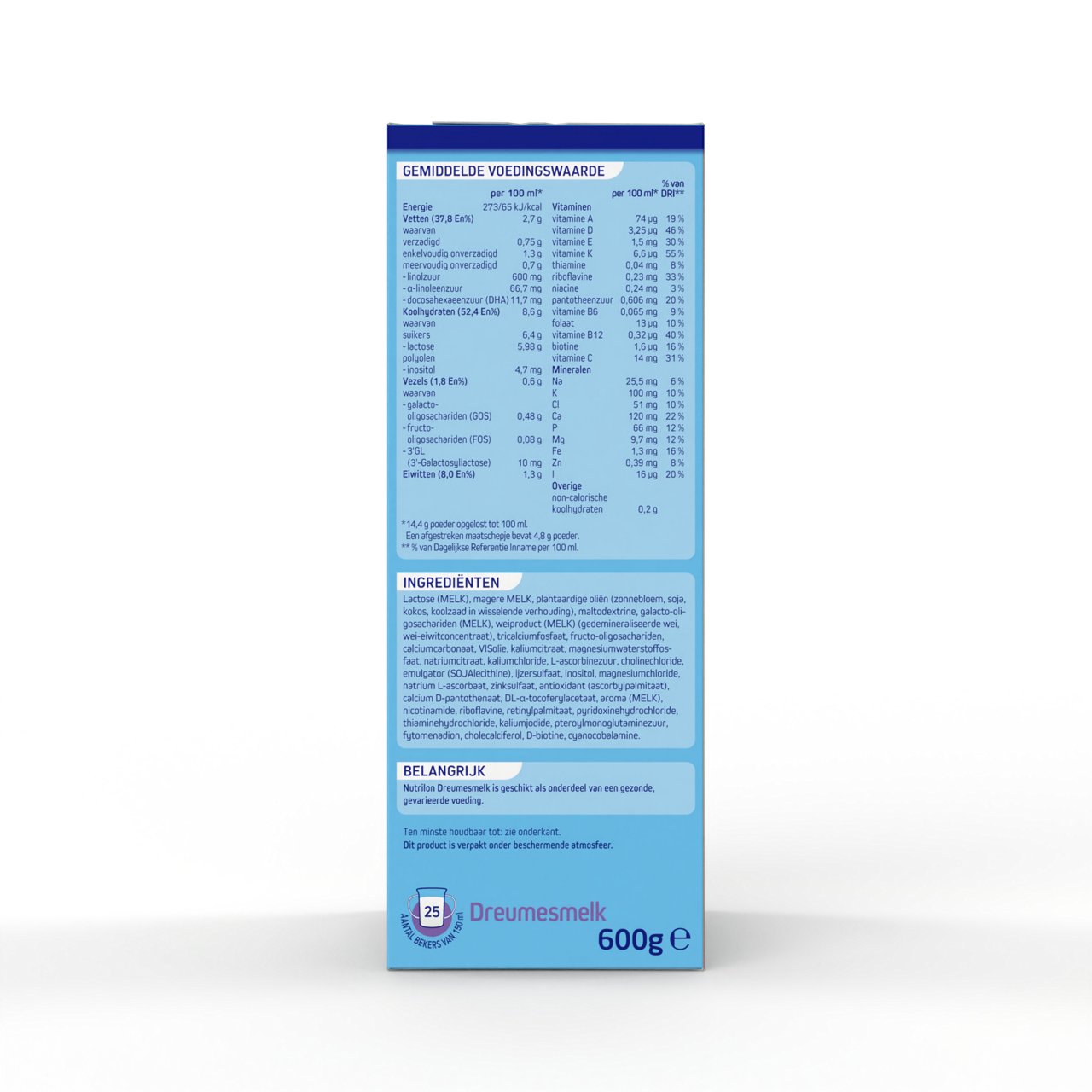 Nutrilon Dreumesmelk 1+ Packshot Sideways Ingredienten