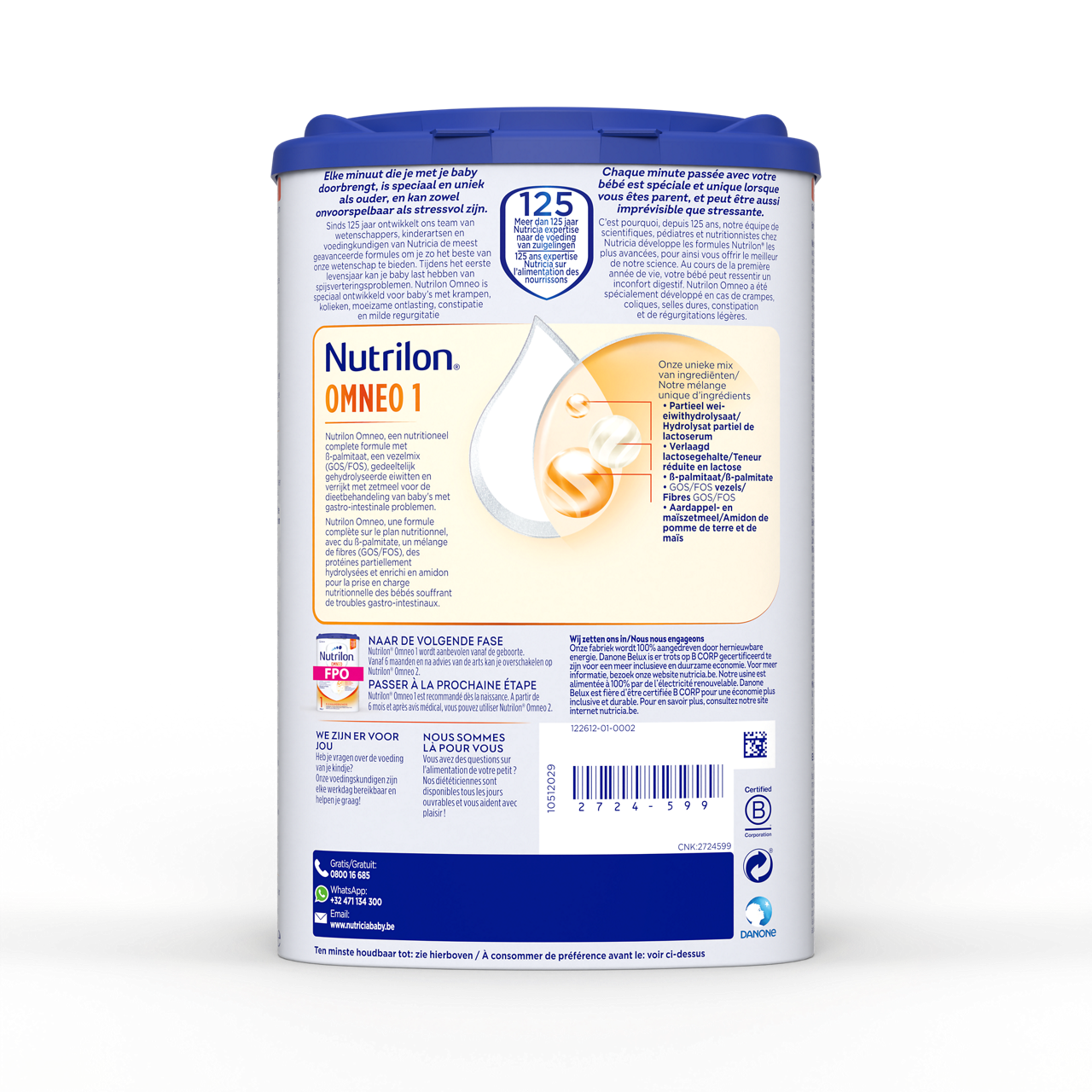 Nutrilon® Omneo 1: pour les besoins nutritionnels en cas de crampes, coliques, selles dures ou constipation.