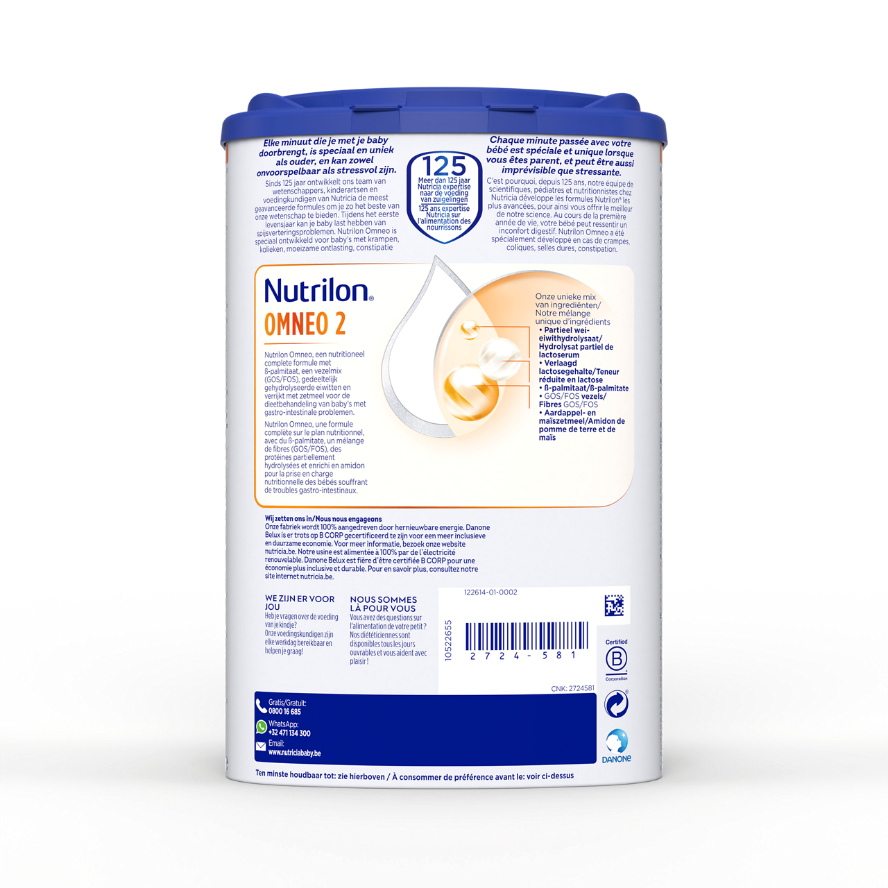 Nutrilon Omneo: spécialement développé en cas de crampes, coliques, selles dures ou constipation.