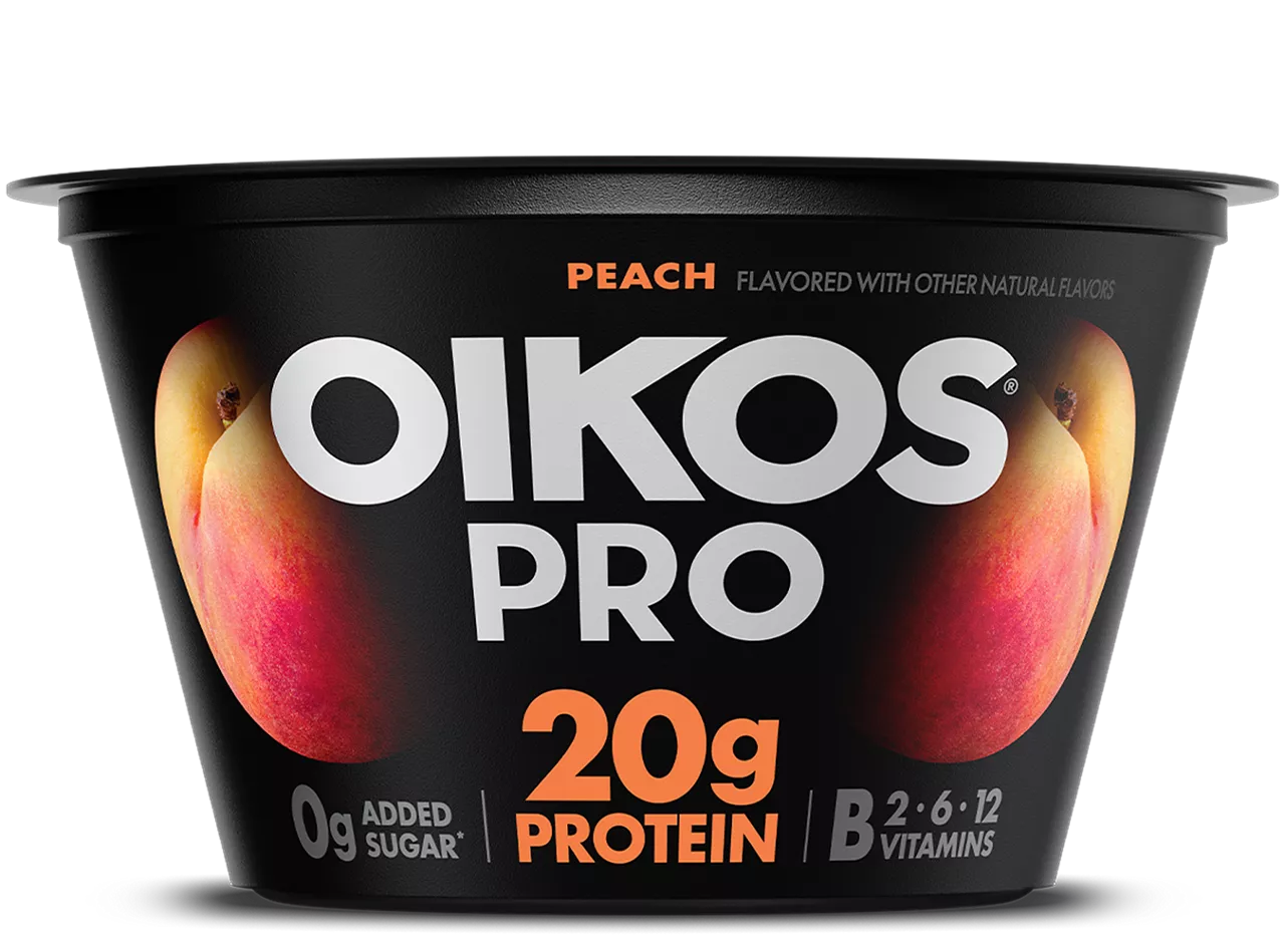 Peach Oikos Pro High Protein Yogurt Cultured Ultra Filtered Milk