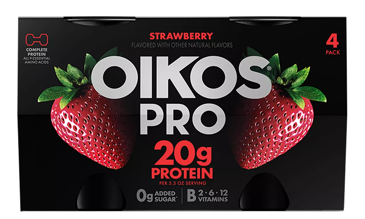 Strawberry Oikos Pro High Protein Yogurt Cultured Ultra Filtered Milk Multipack