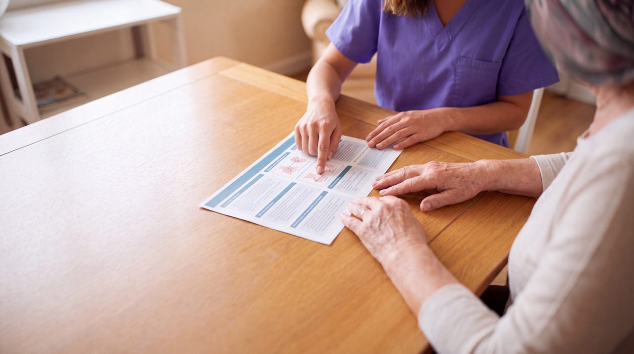 AI generated image of male doctor explaining cancer surgery to patient.