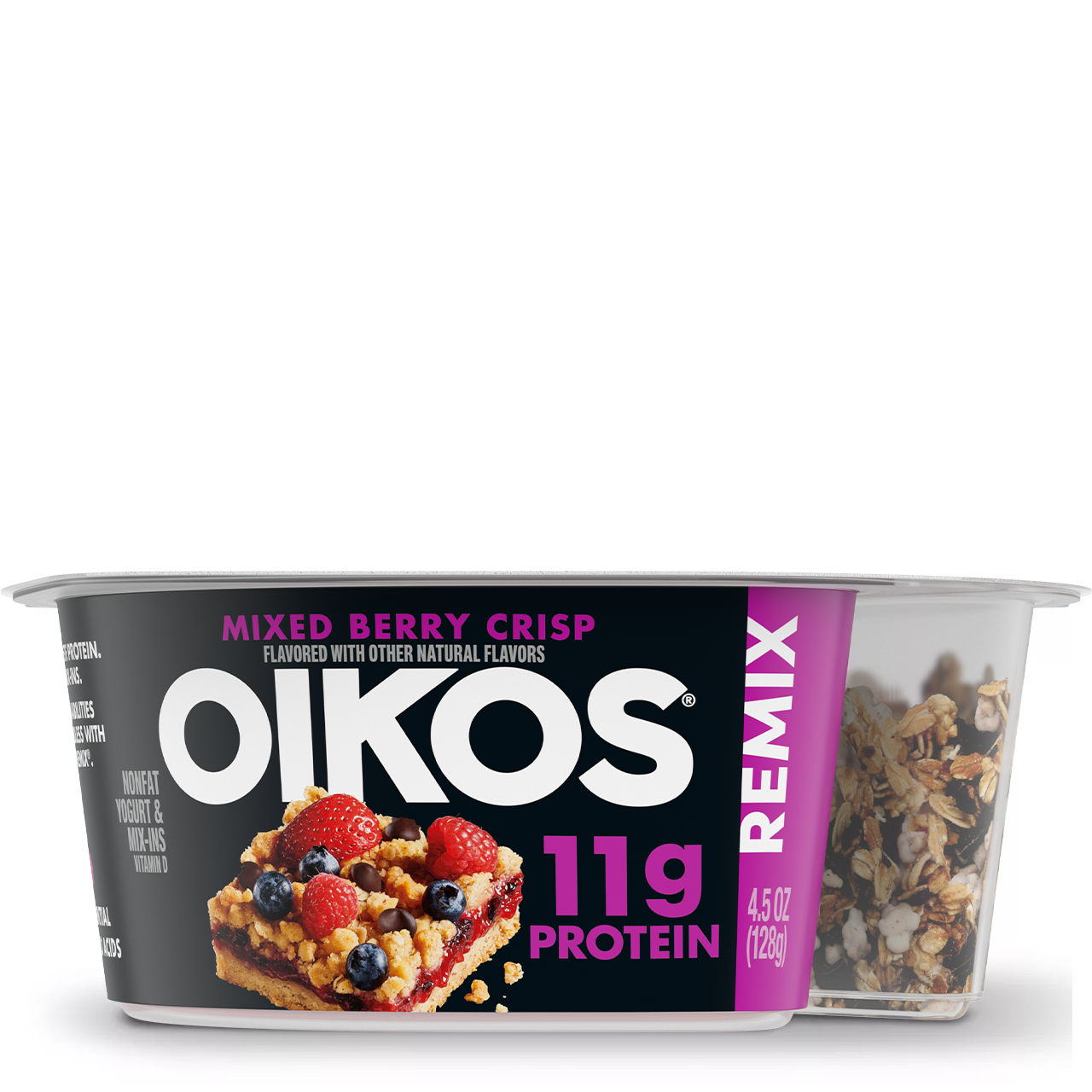 Oikos Remix Mixed Berry Flavored Nonfat Greek Yogurt with Mix-ins
