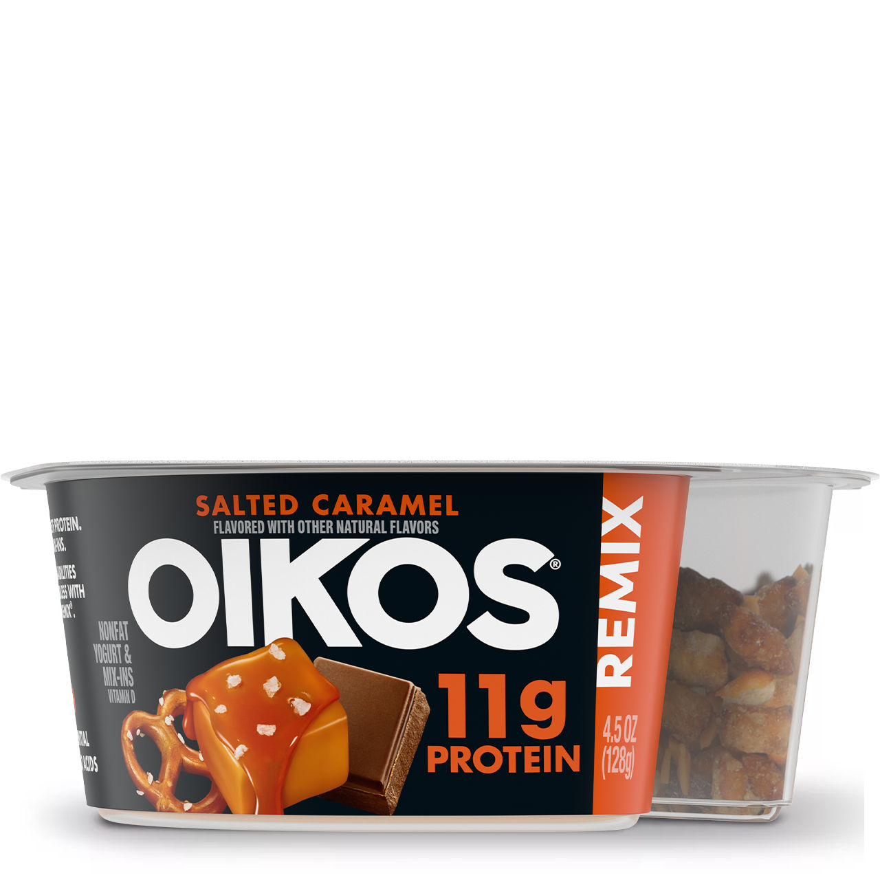 Oikos Remix Salted Caramel Flavored Nonfat Greek Yogurt with Mix-ins