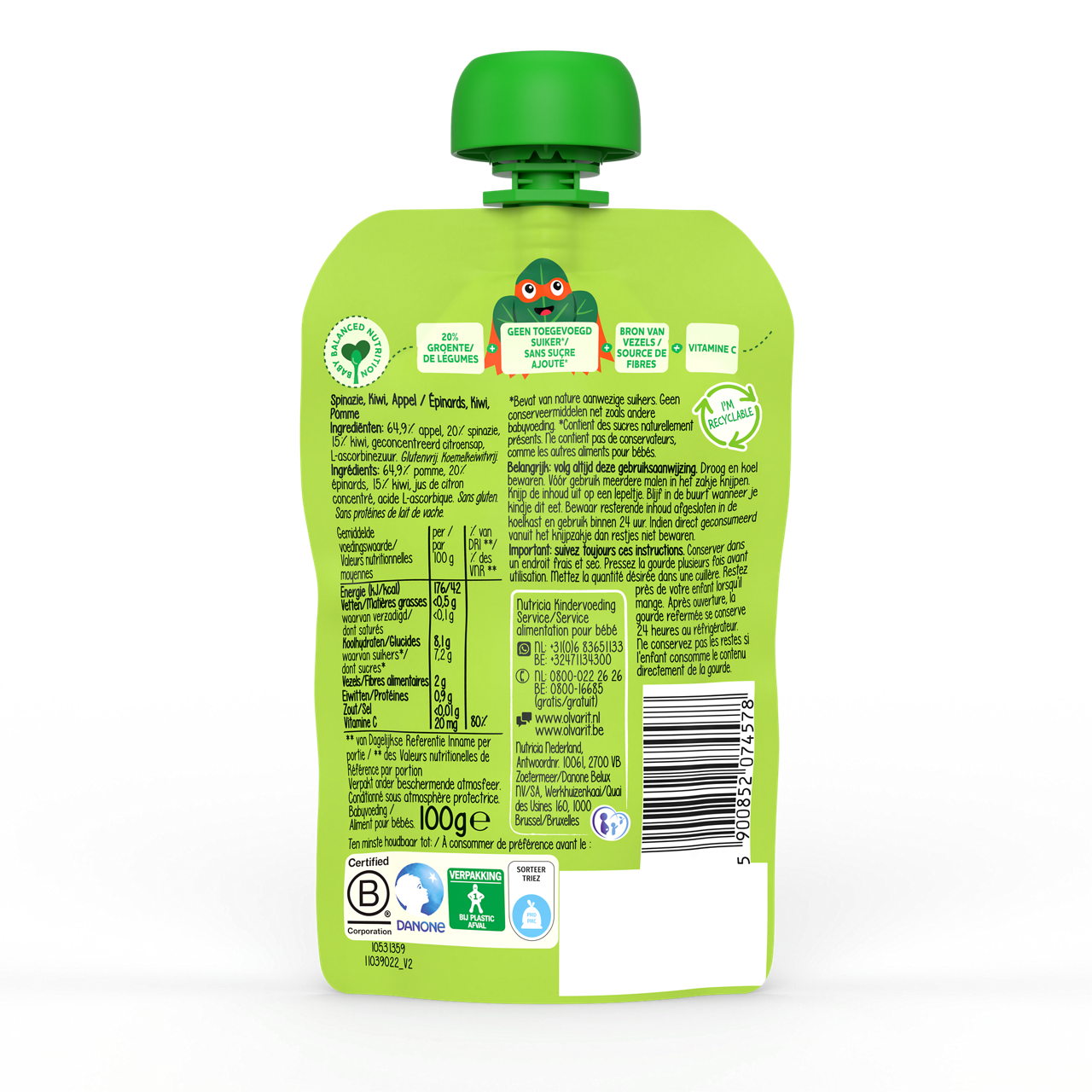 Smoothie Olvarit 100% végétal à base de lait de coco. Visitez Olvarit.be pour plus d'informations sur la nutrition de votre bébé et sur les produits Olvarit.